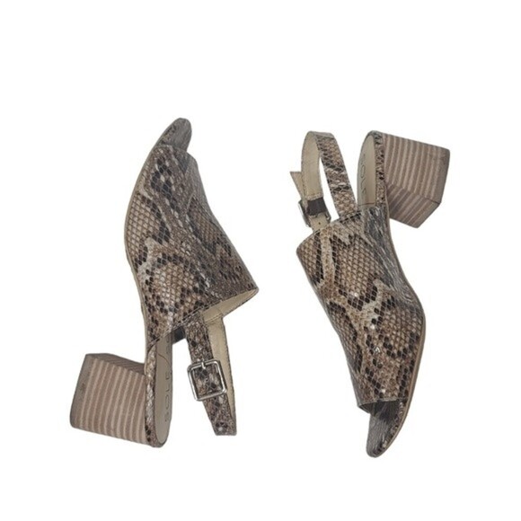 Sole Society Shawde Snakeskin Leather Peep Toe Heel Sandals 8M - Picture 5 of 9